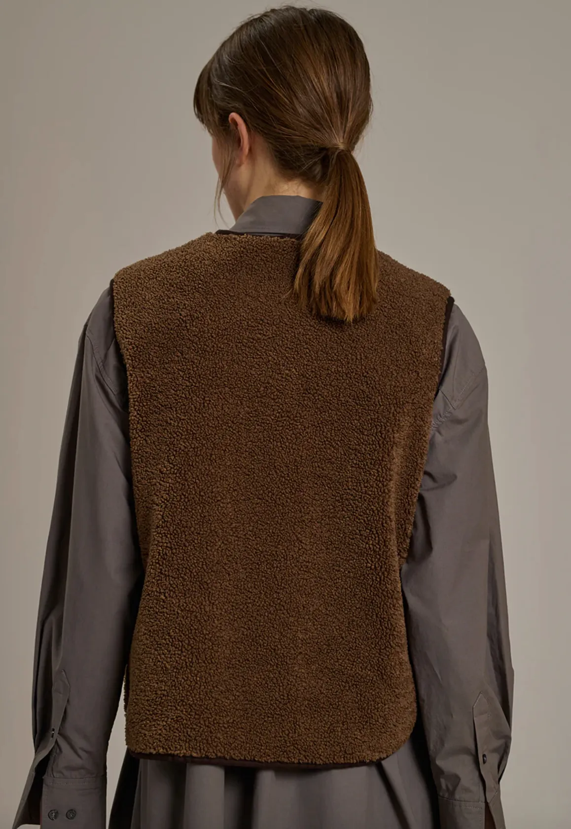 Fusil Marron Faux-Shearling Gilet