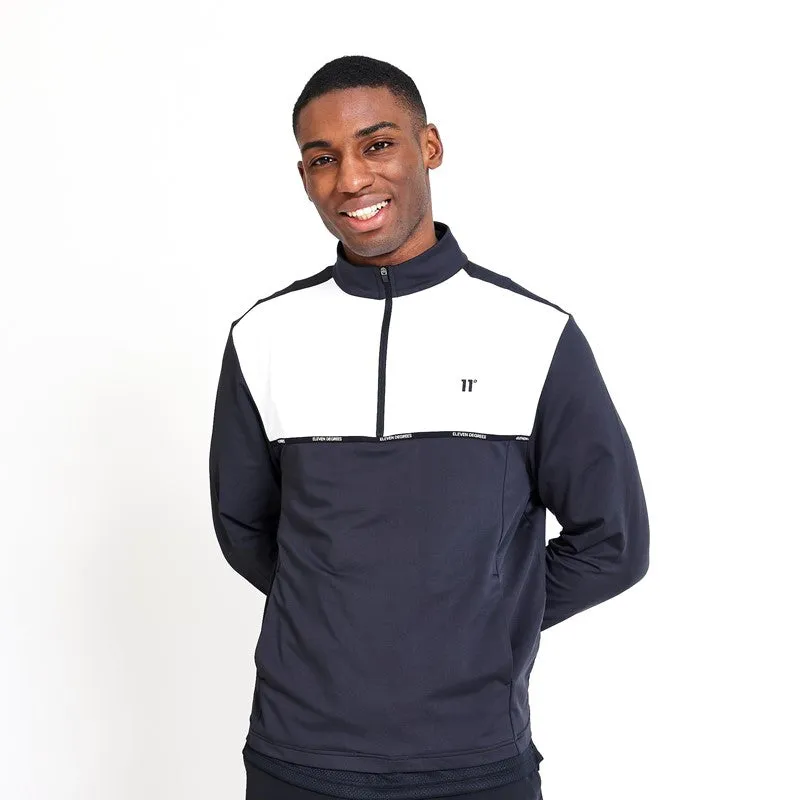 Golf 1/4 Zip Colour Block Taped Mid Layer - Black / White