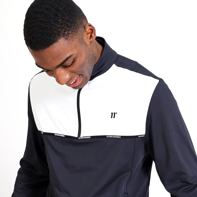 Golf 1/4 Zip Colour Block Taped Mid Layer - Black / White