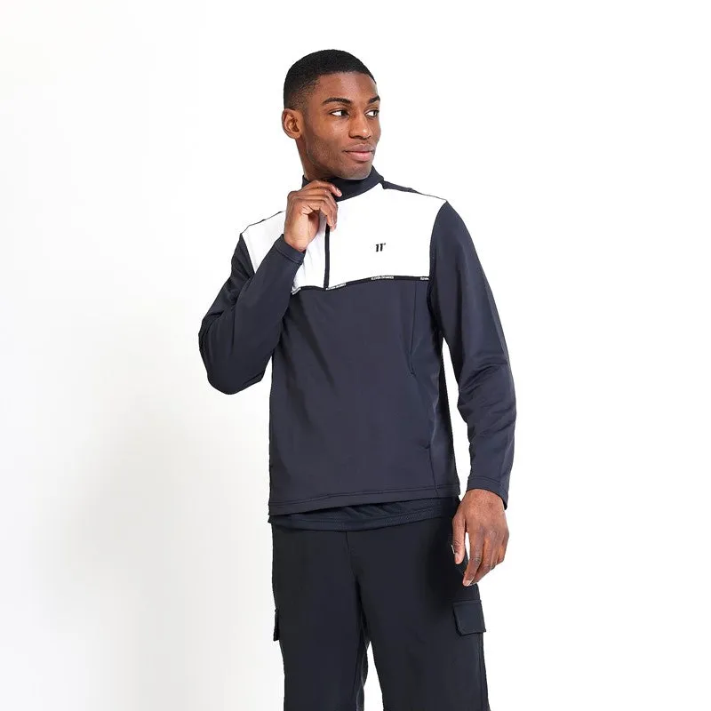 Golf 1/4 Zip Colour Block Taped Mid Layer - Black / White