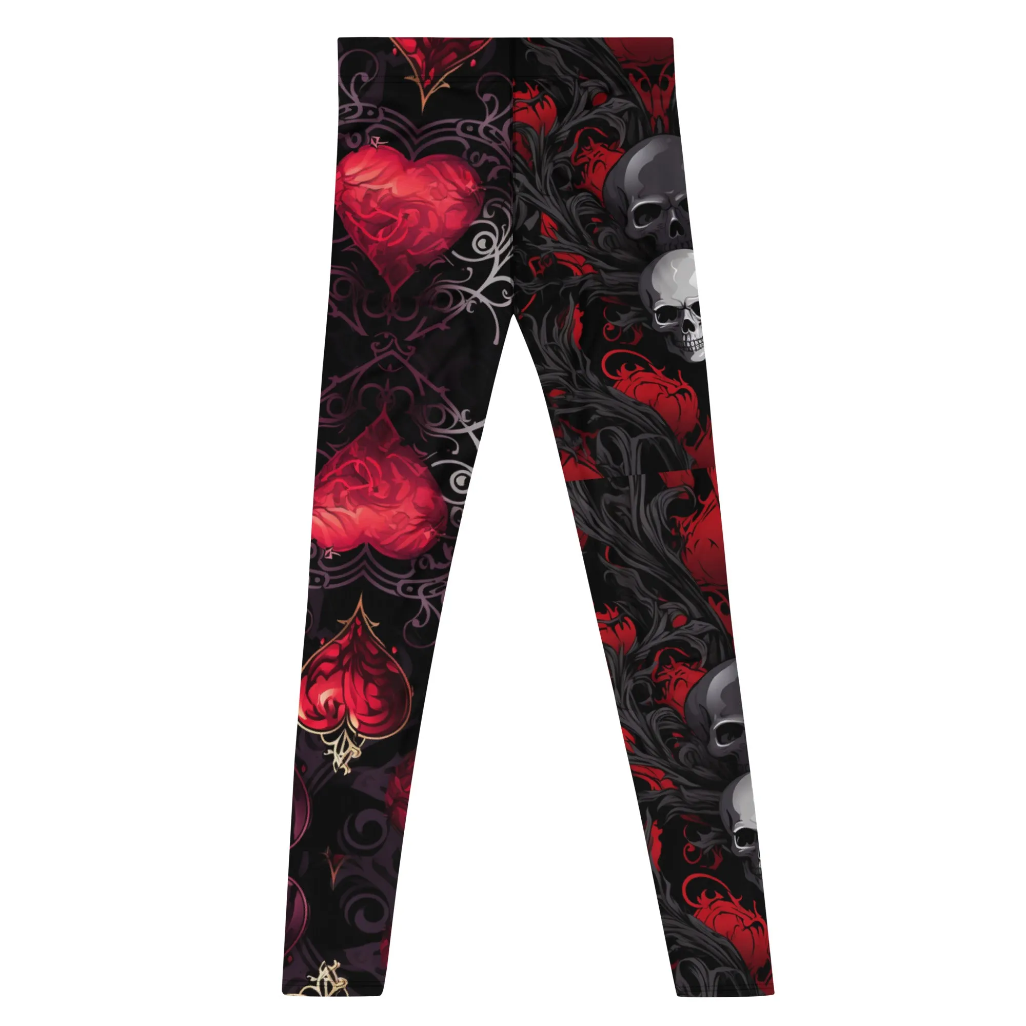 Gothic Heart & Skull  Mens Leggings