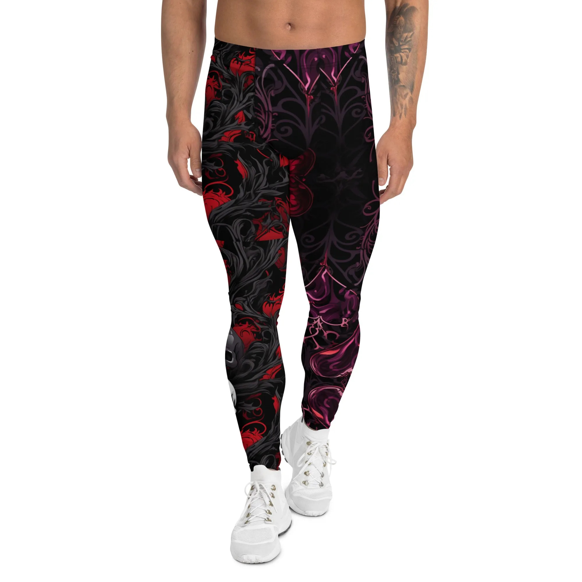 Gothic Heart & Skull  Mens Leggings