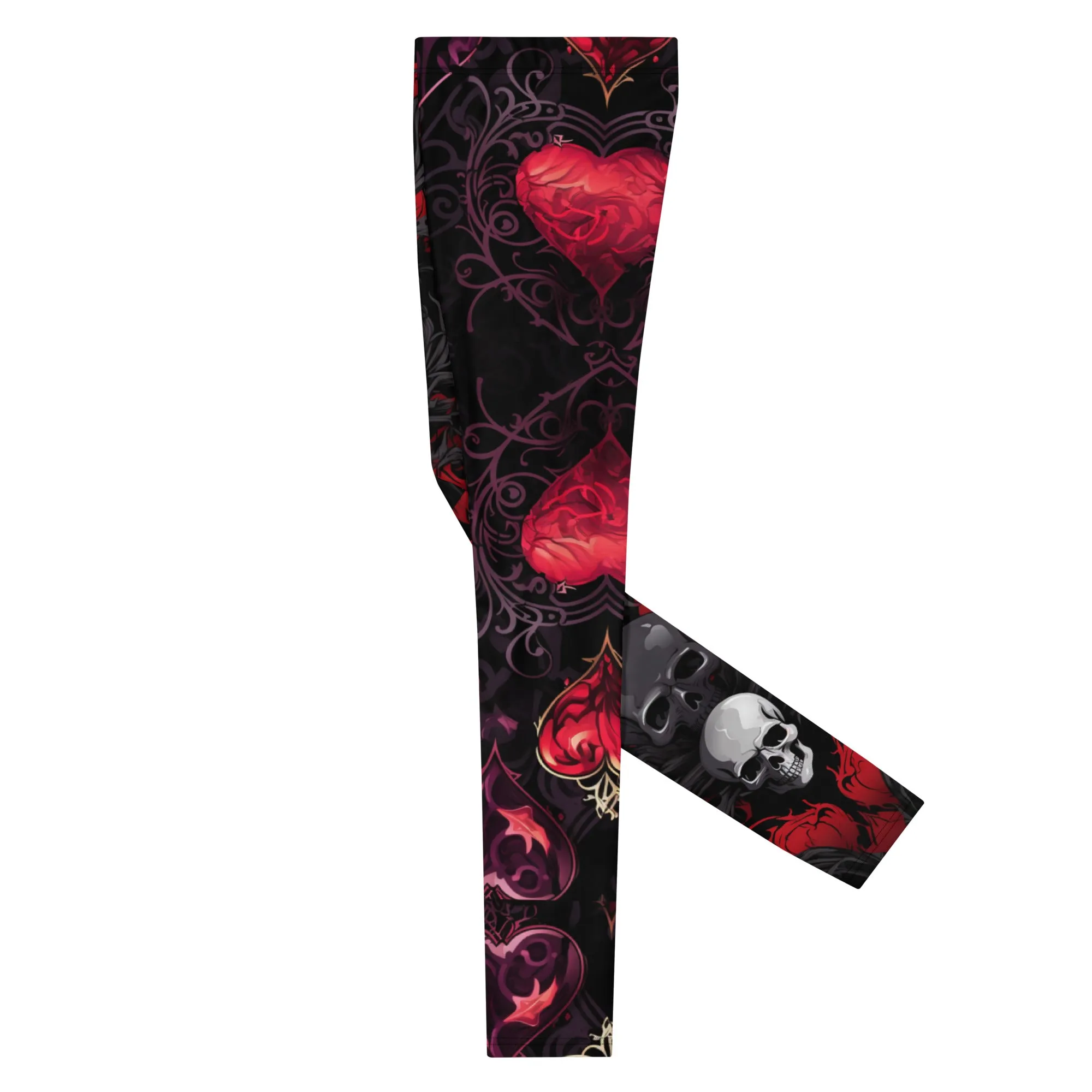 Gothic Heart & Skull  Mens Leggings