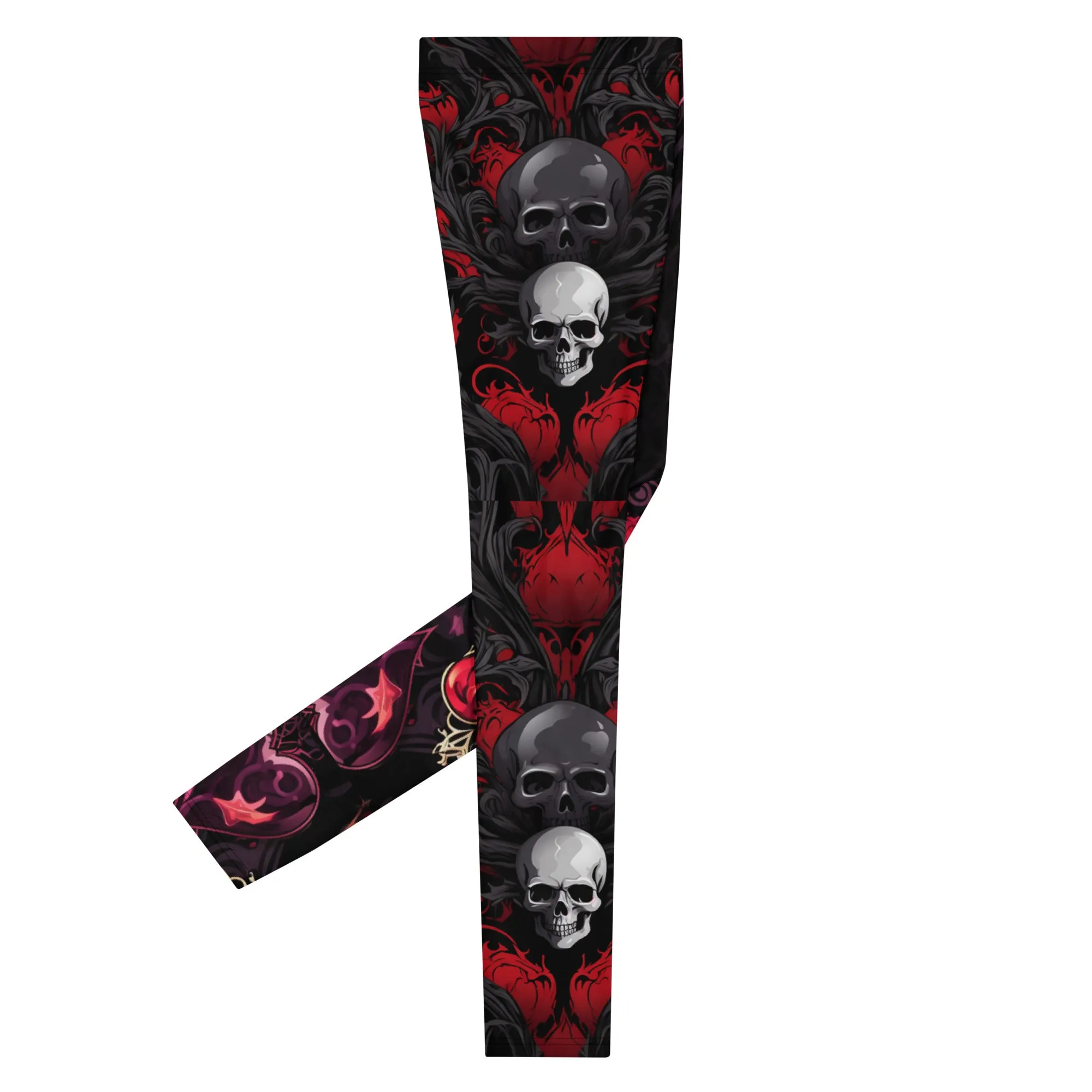 Gothic Heart & Skull  Mens Leggings