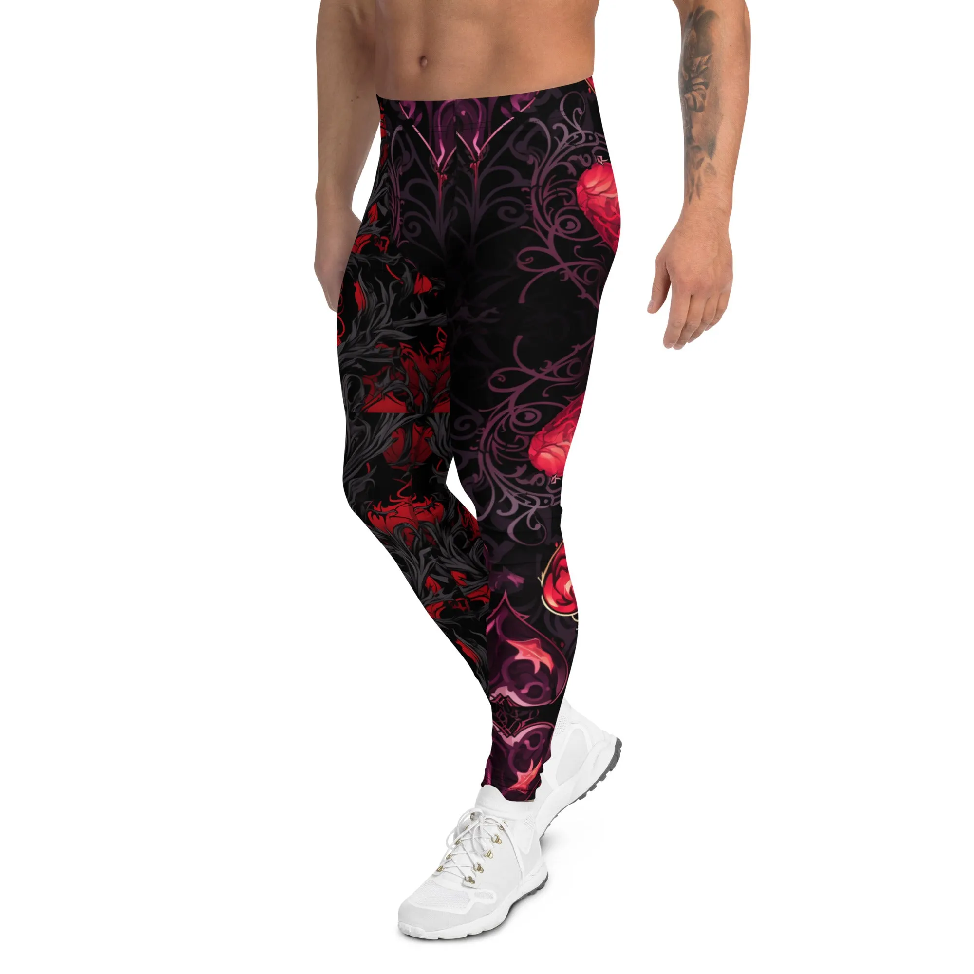 Gothic Heart & Skull  Mens Leggings