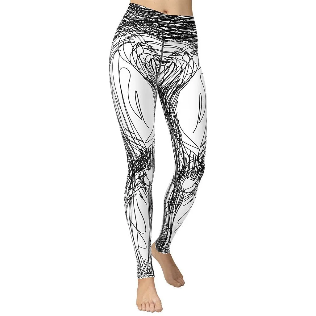 Hand Drawn Yoga Leggings