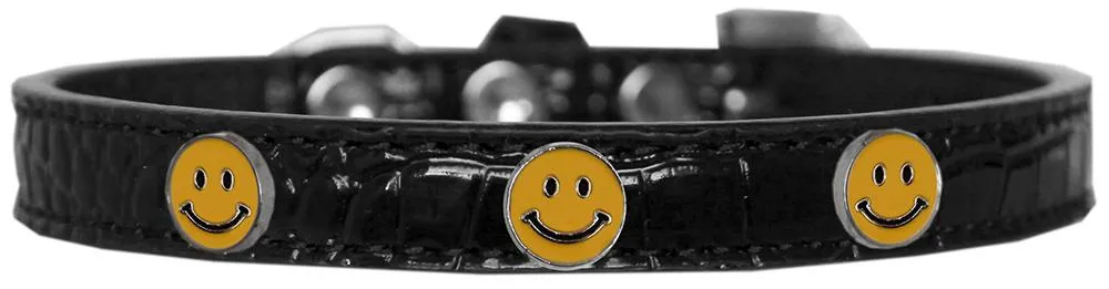 Happy Face Widget Croc Dog Collar Black Size 18