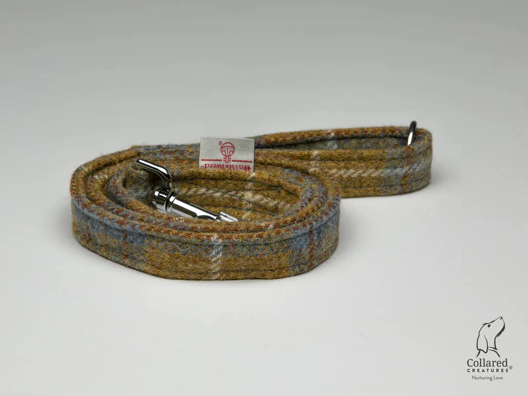 Harris Tweed Mustard & Blue Check Buckle Dog Collar