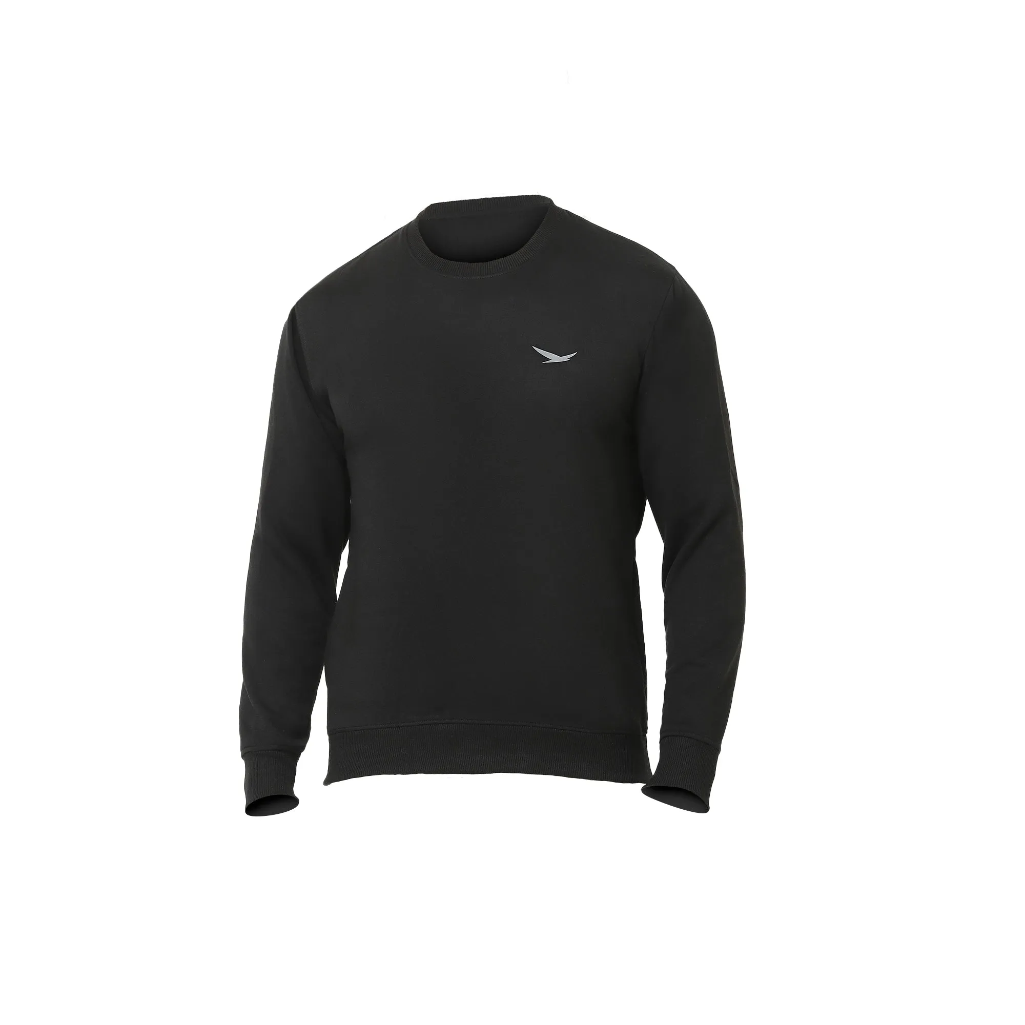 Hiflyers Mens Black Slim Fit Solid Cotton Fleece Sweatshirt