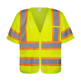 High Visibility Safety Vest Short Sleeve Mesh - ANSI Class 3 - 102 Series