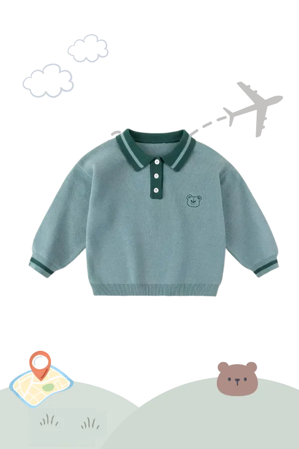 Holiday Traveller Collared Pullover Teddy Sage