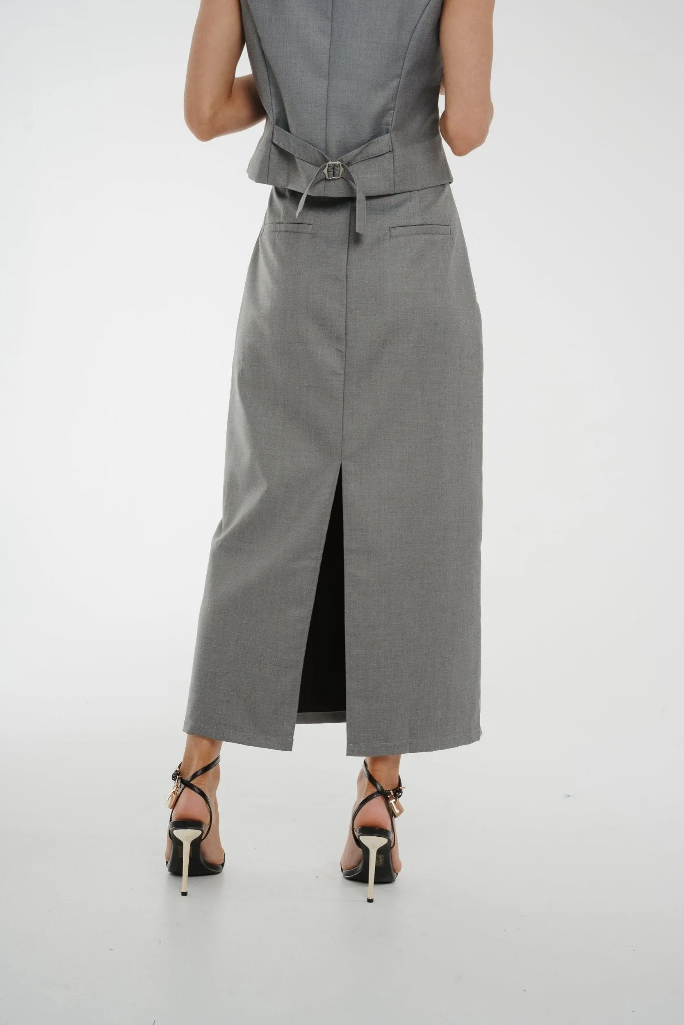 Holly Midi Skirt In Grey