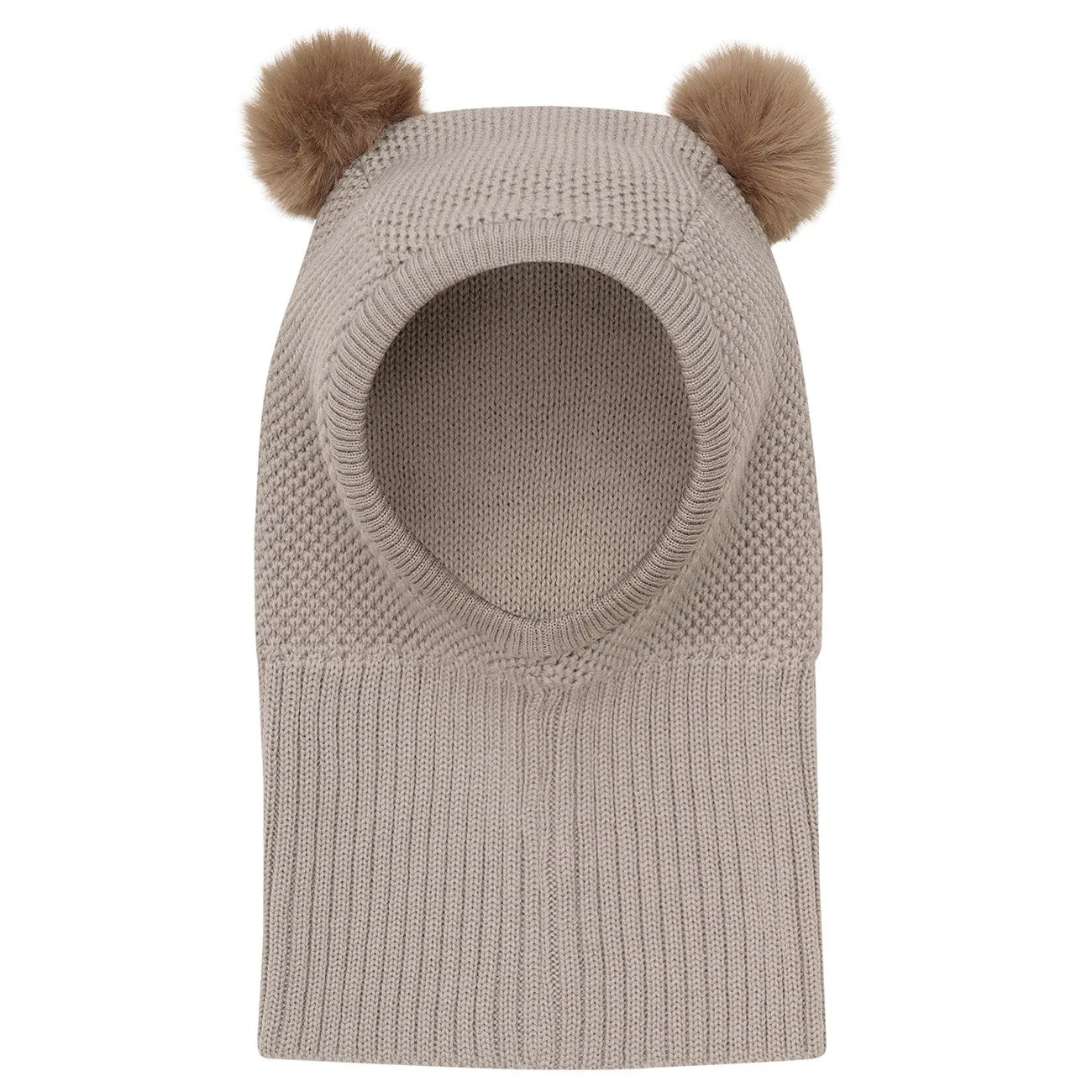 Huttelihut Camel Melange Balaclava Windstop W. Pompoms