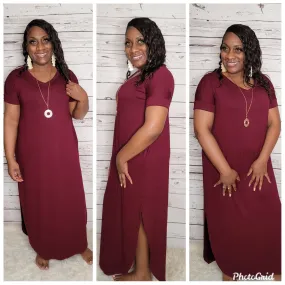 I Am Purposed Dress (DK Burgundy- Regular & Plus) RUNS BIG......SIZE DOWN!!!!