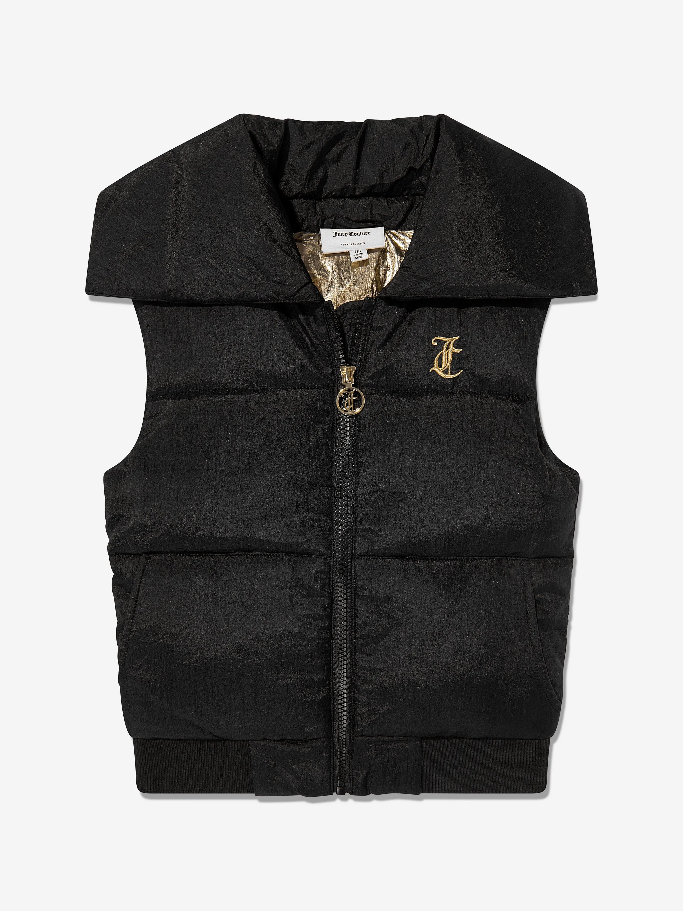 Juicy Couture Girls Diamante Logo Gilet in Black