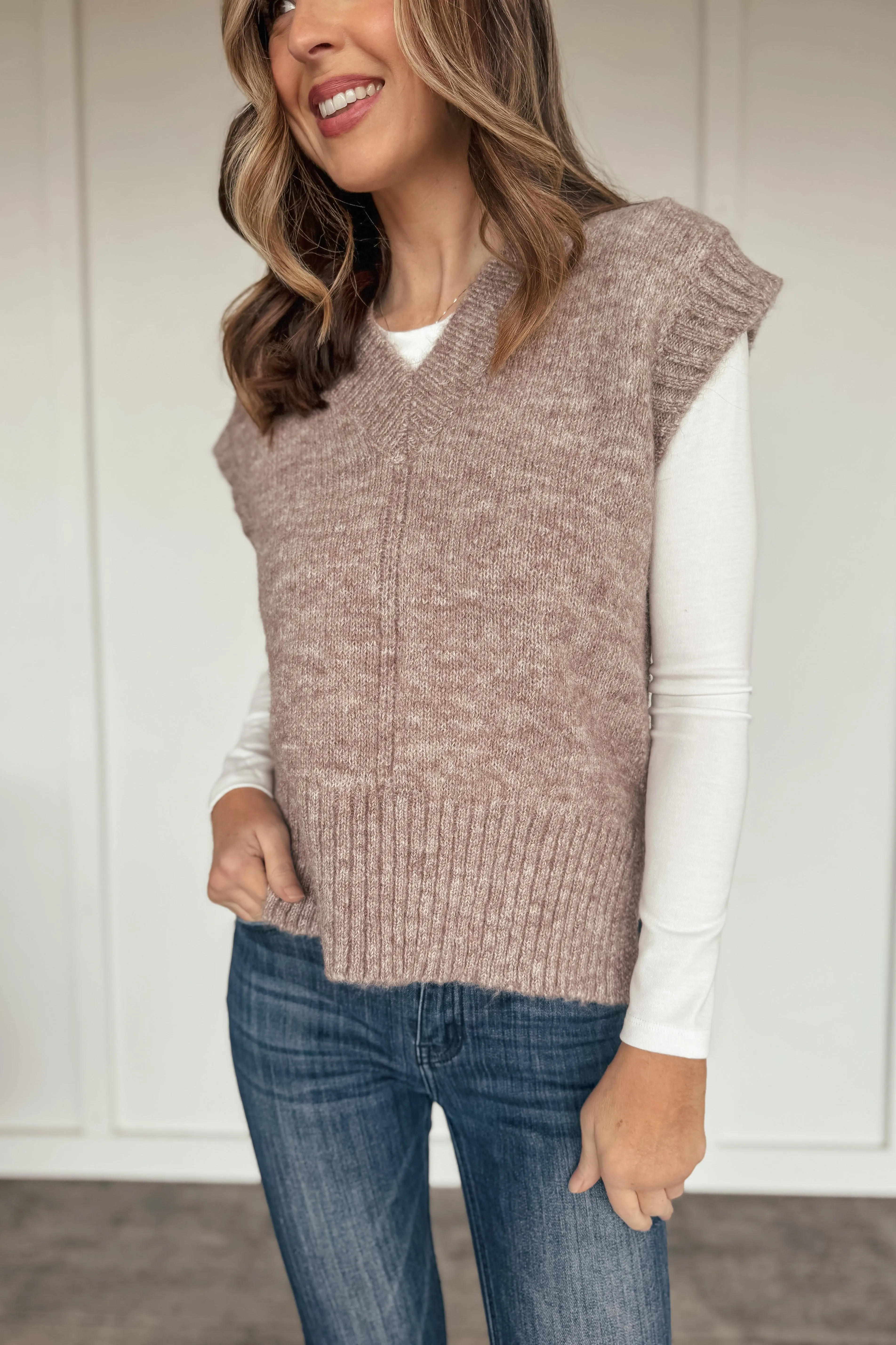 Keep It Classic Sweater Vest in Heather Mocha