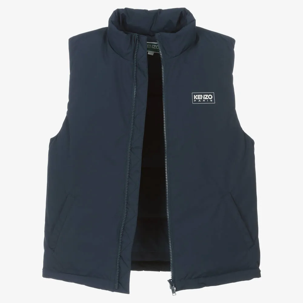 KENZO KIDS Teen Navy Blue Down Padded Gilet