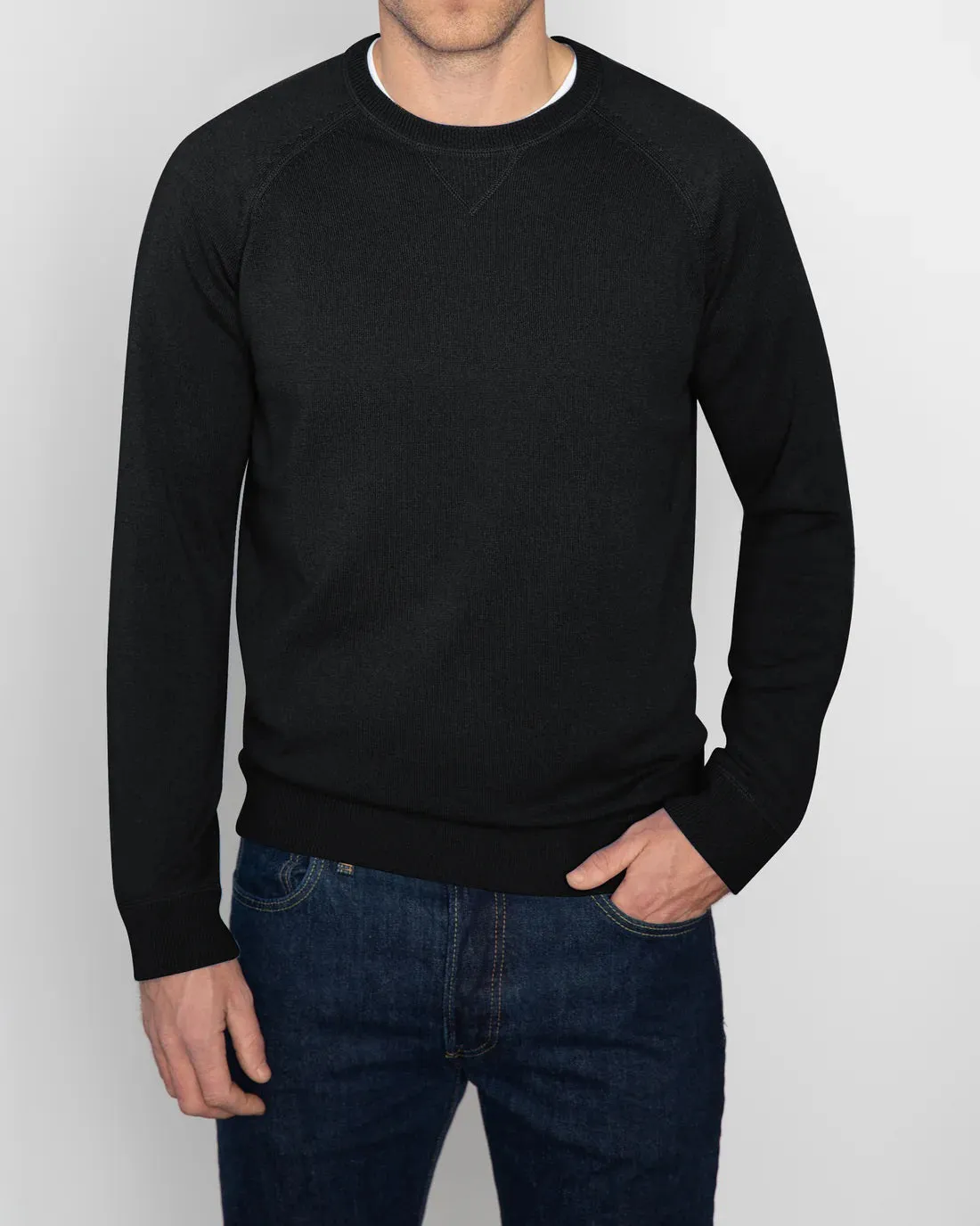 KINROSS CASHMERE - MENS COVERSTITCH CASHMERE SWEATSHIRT