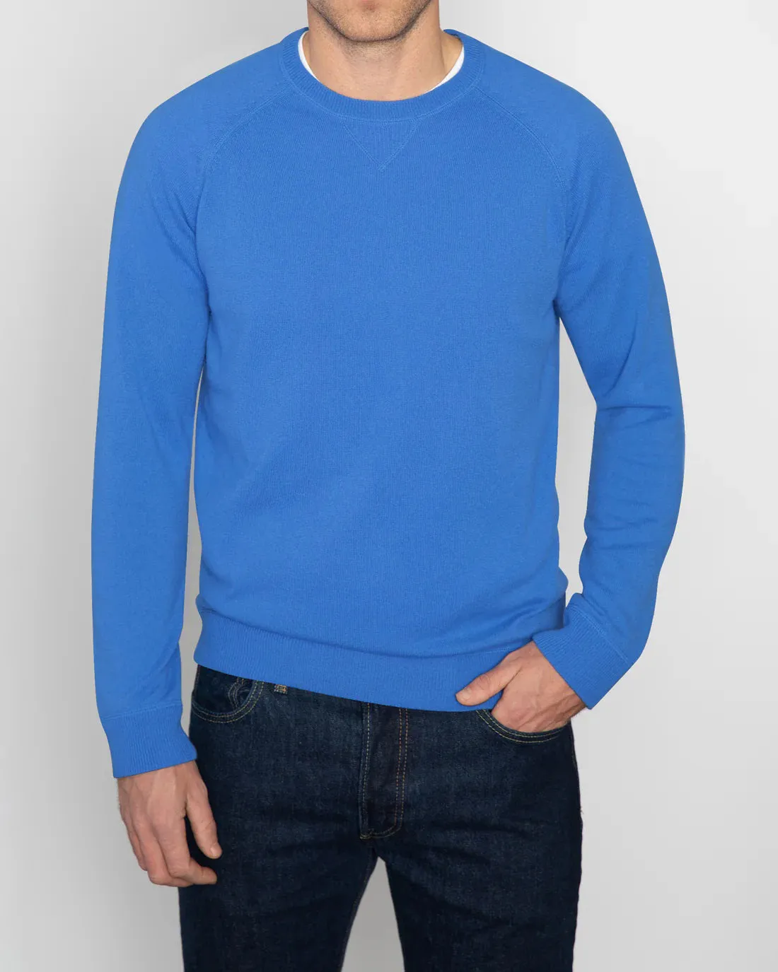 KINROSS CASHMERE - MENS COVERSTITCH CASHMERE SWEATSHIRT