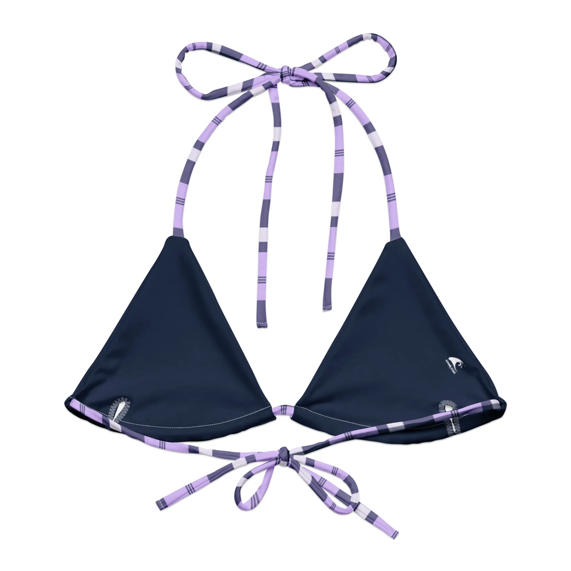 Lavender and Navy Blue Preppy Surfer Girl Plaid String Bikini