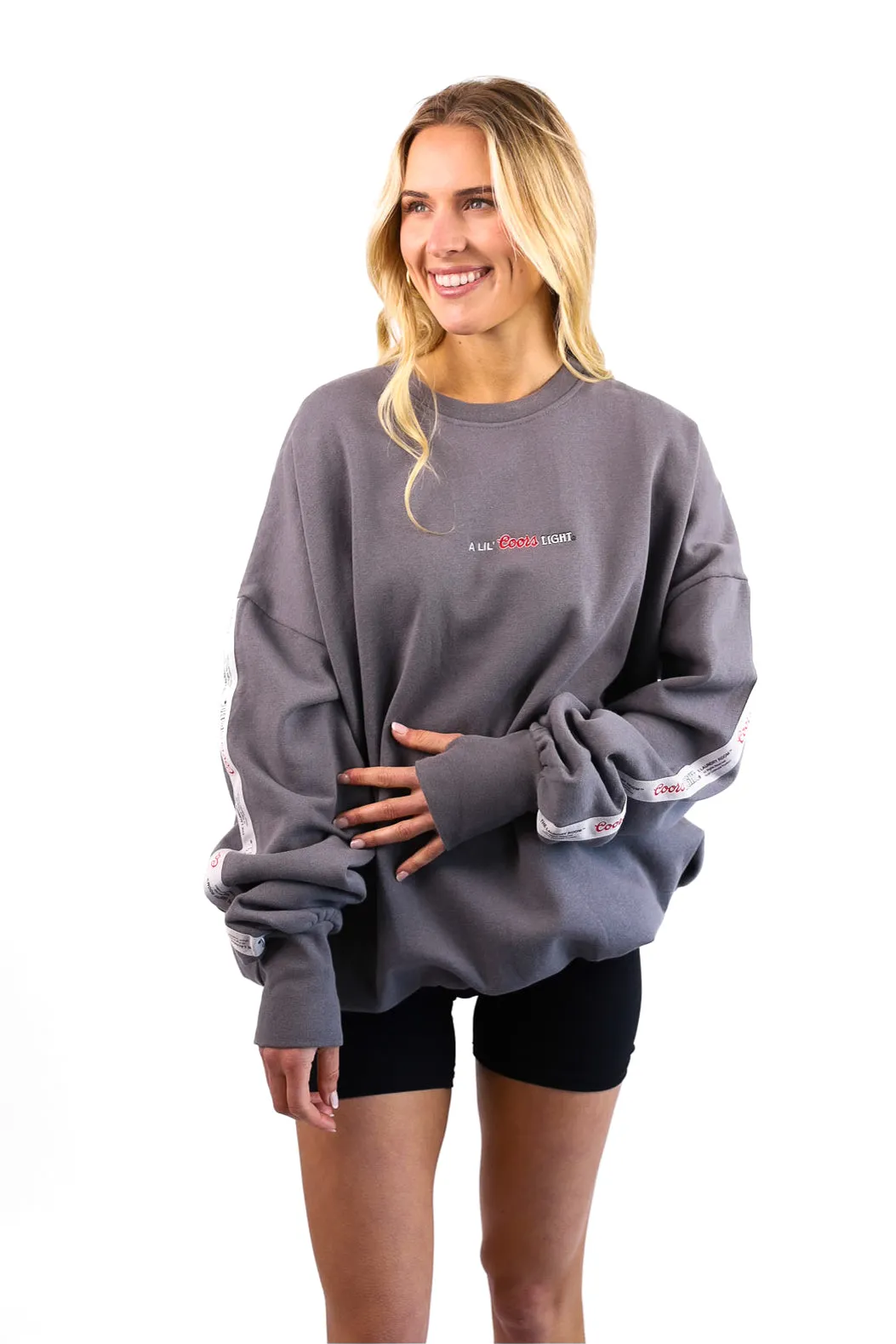 LICENSED!! "A Lil' Coors Light" Sweatshirt in Grey