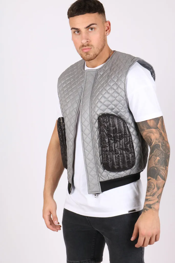 Light Grey Puffa Gilet Vest