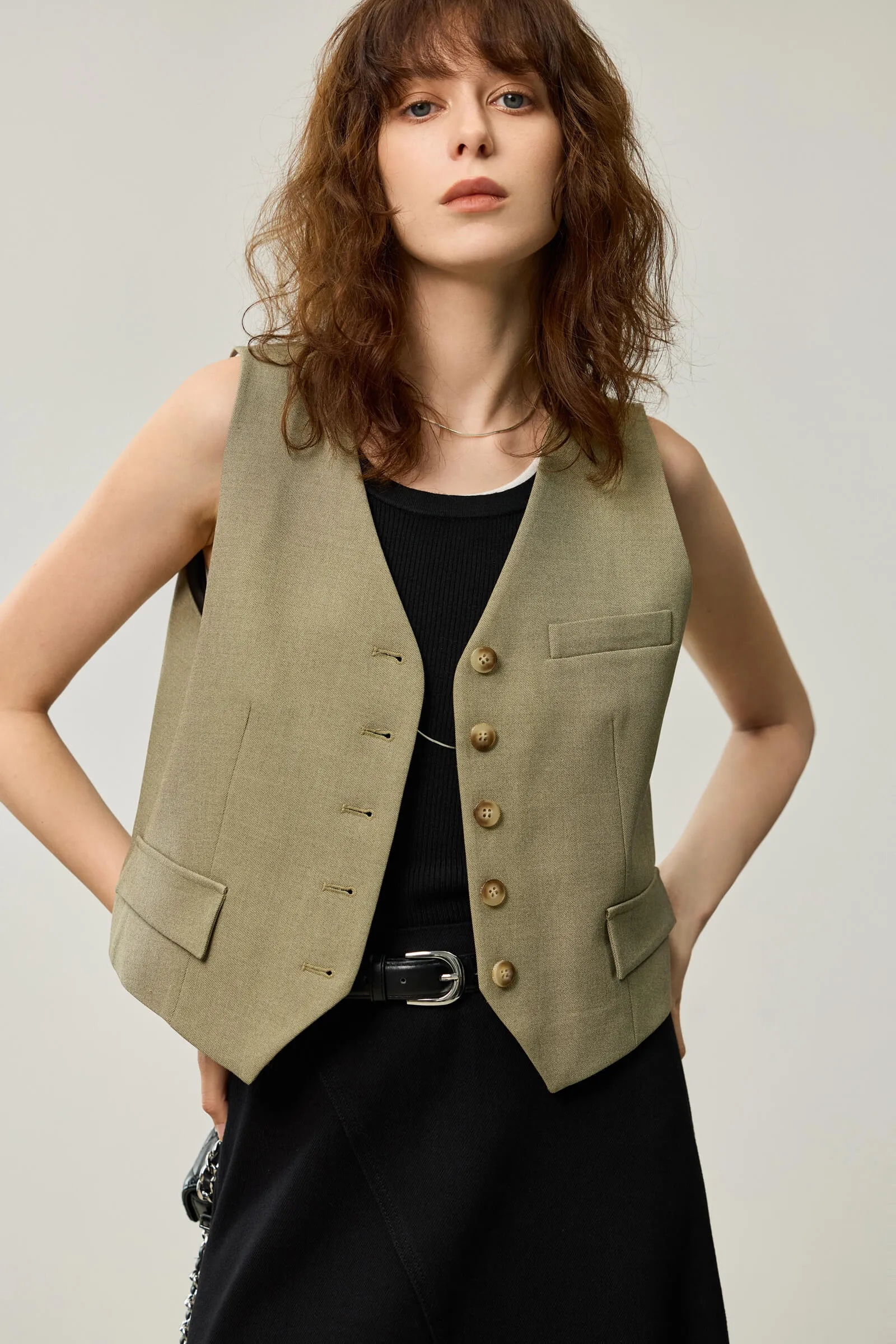 LILY Layered Collarless Vest