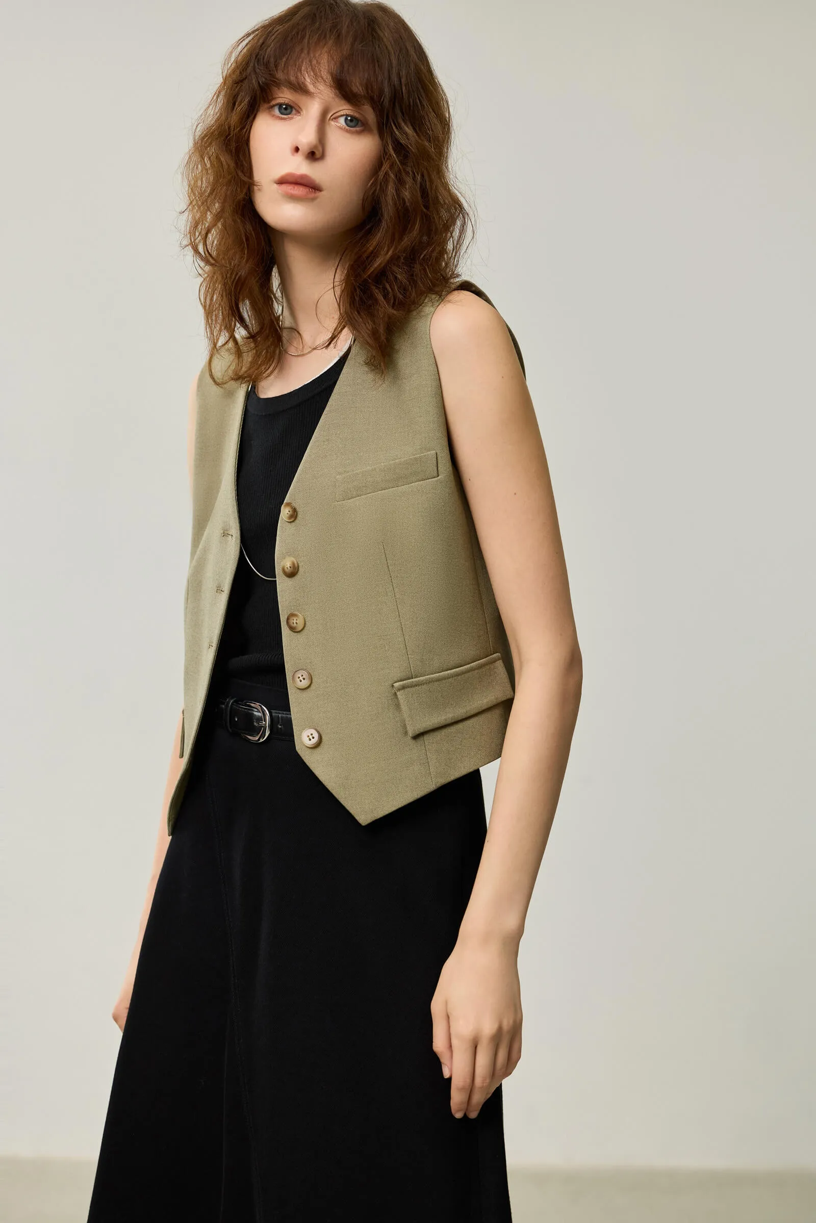 LILY Layered Collarless Vest