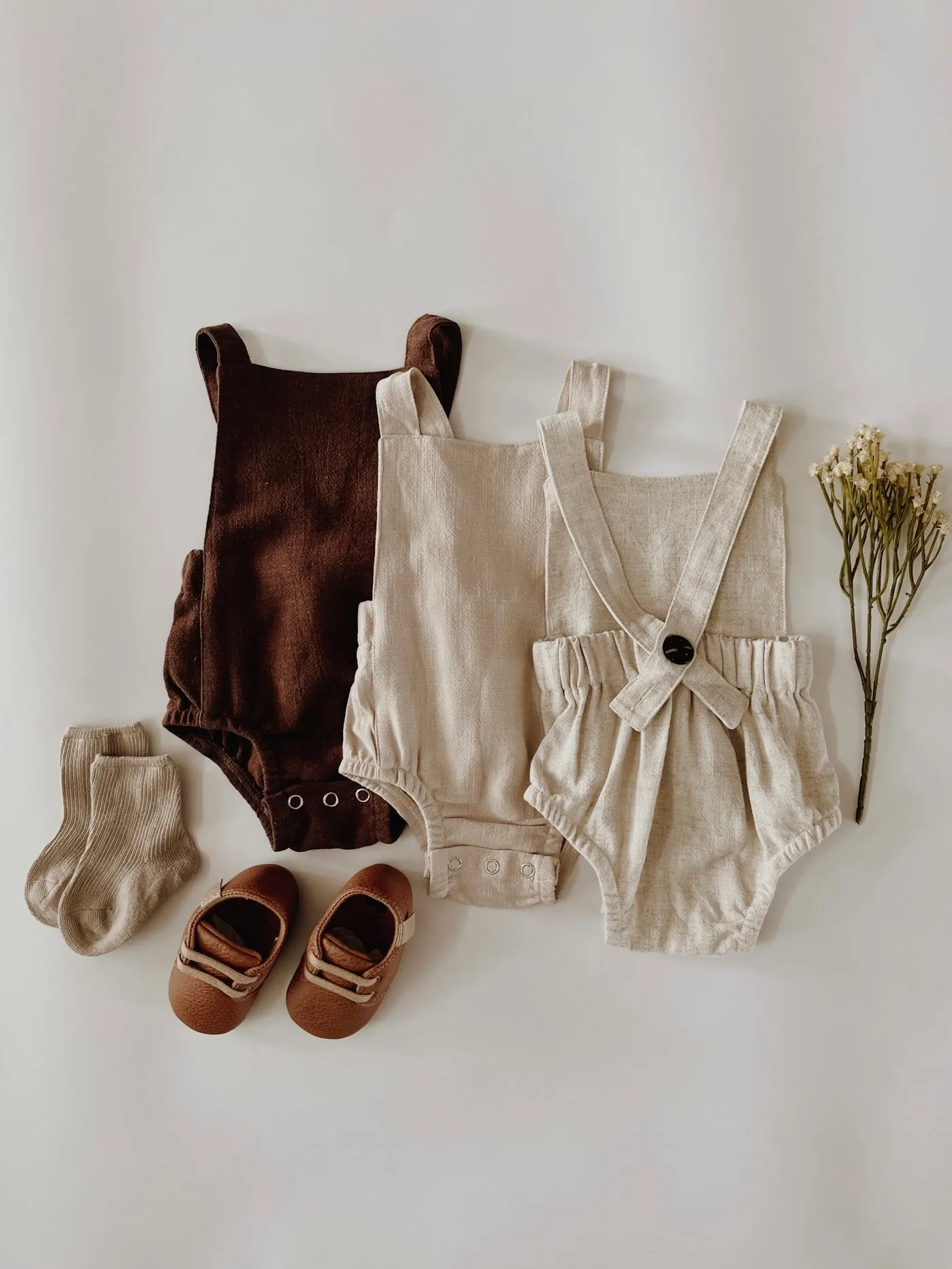 Linen Overall Romper | Oat