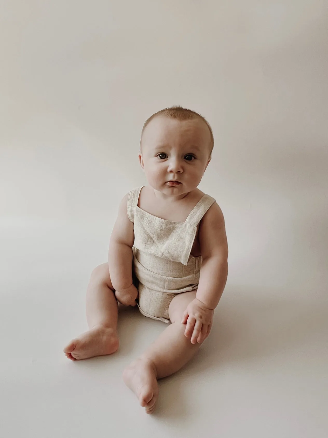 Linen Overall Romper | Oat