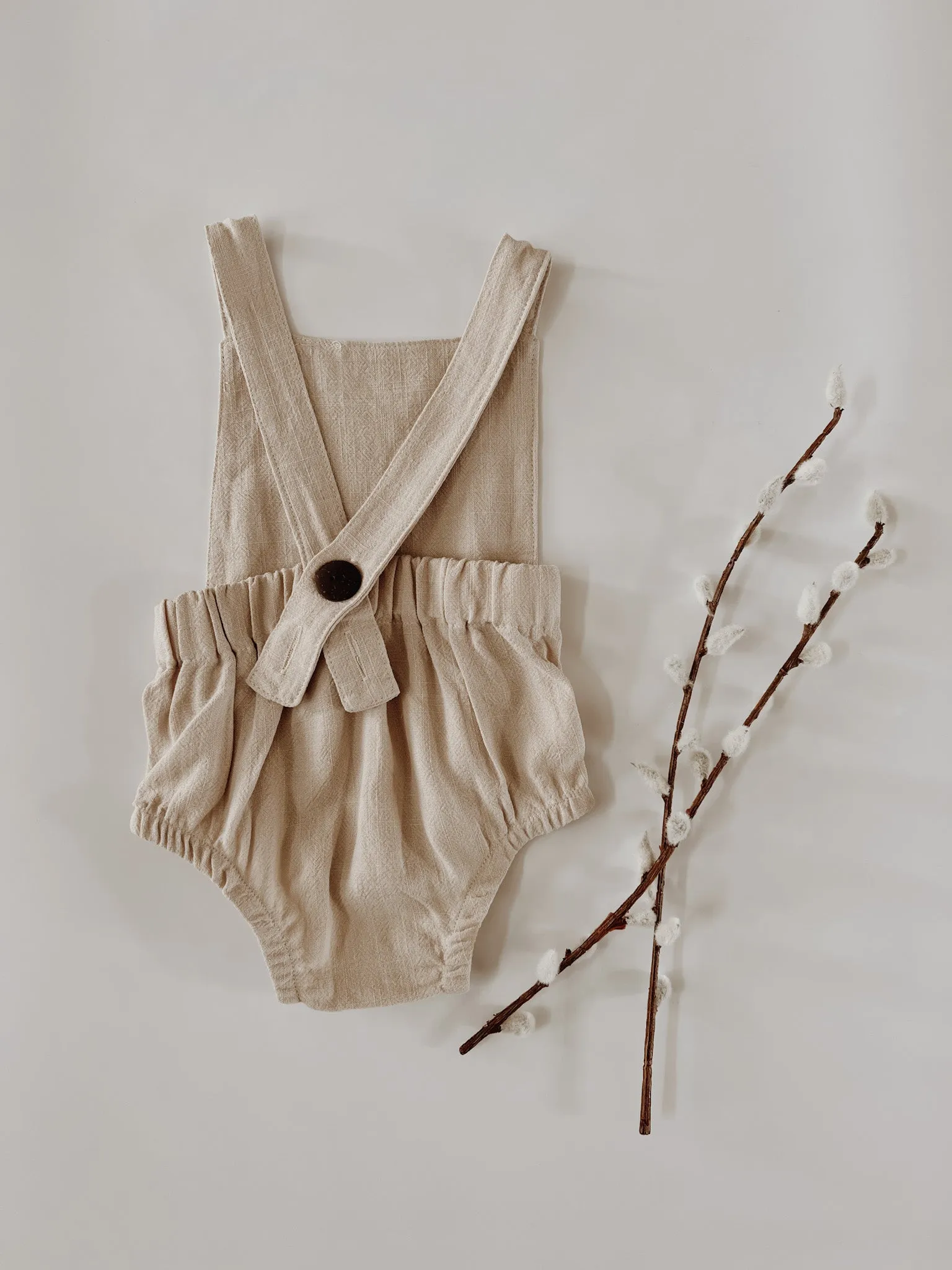 Linen Overall Romper | Oat