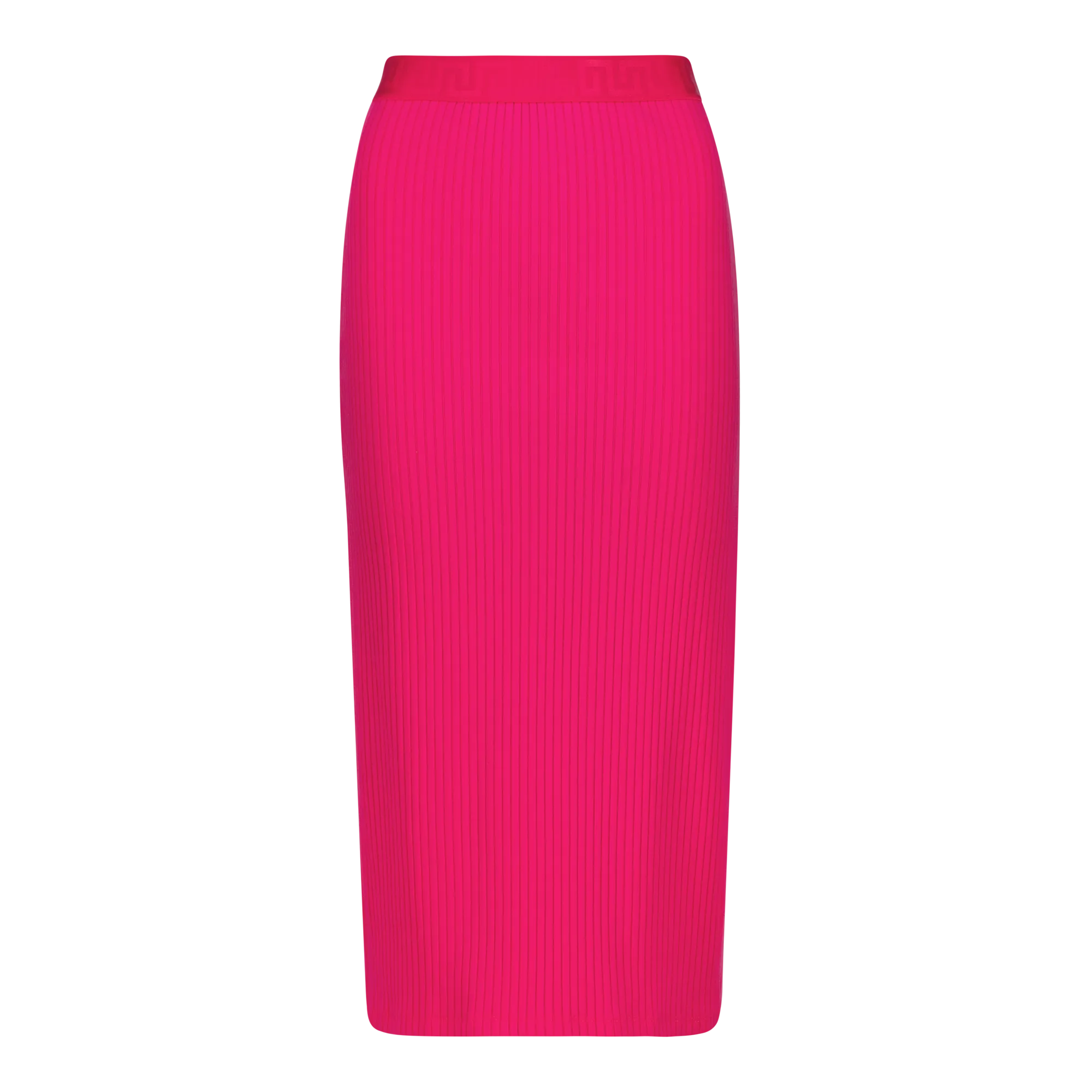 MACIE HOT PINK BODYCON MIDI SKIRT WITH GATHERS