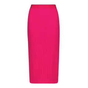 MACIE HOT PINK BODYCON MIDI SKIRT WITH GATHERS