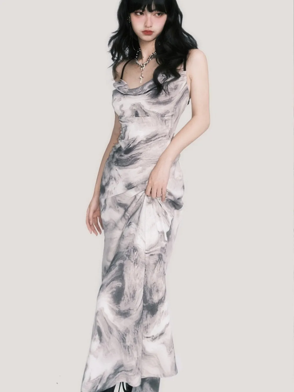 Marble Mystique Slip Dress