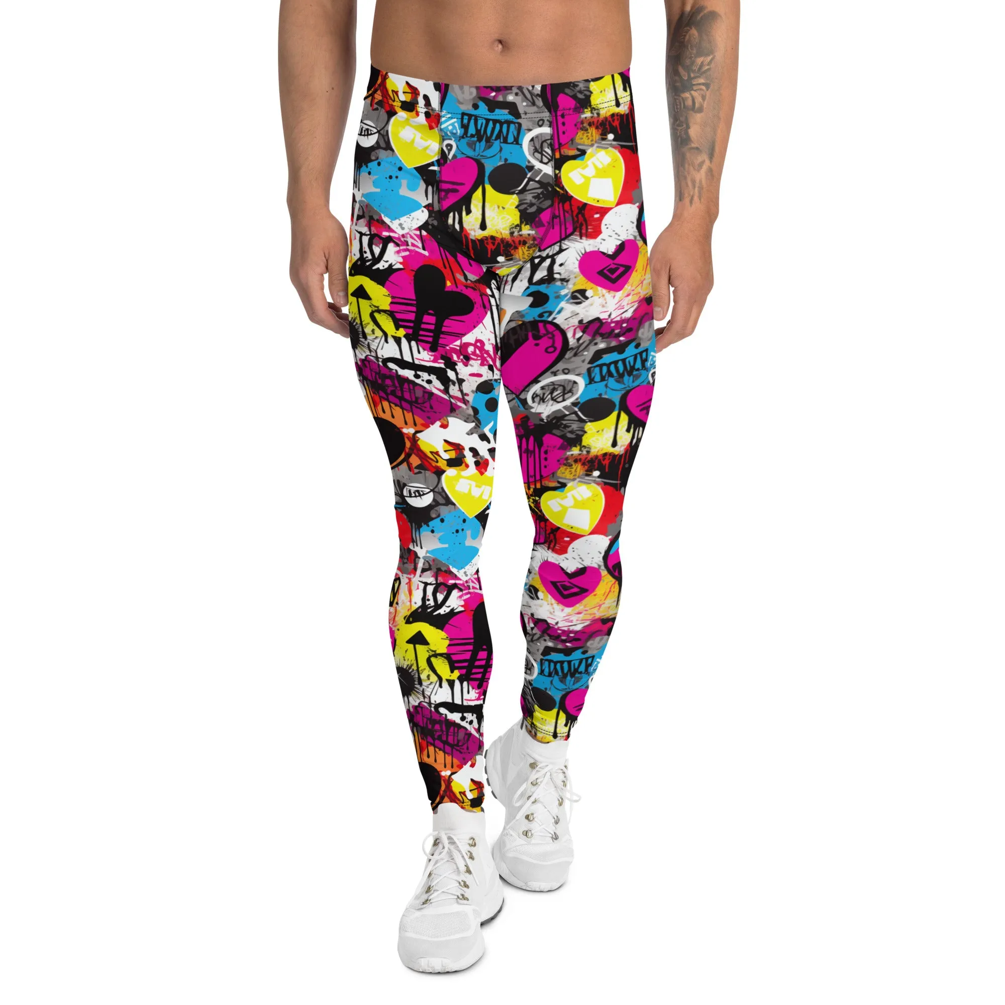 Men's Dance Leggings - Bold Graffiti Print