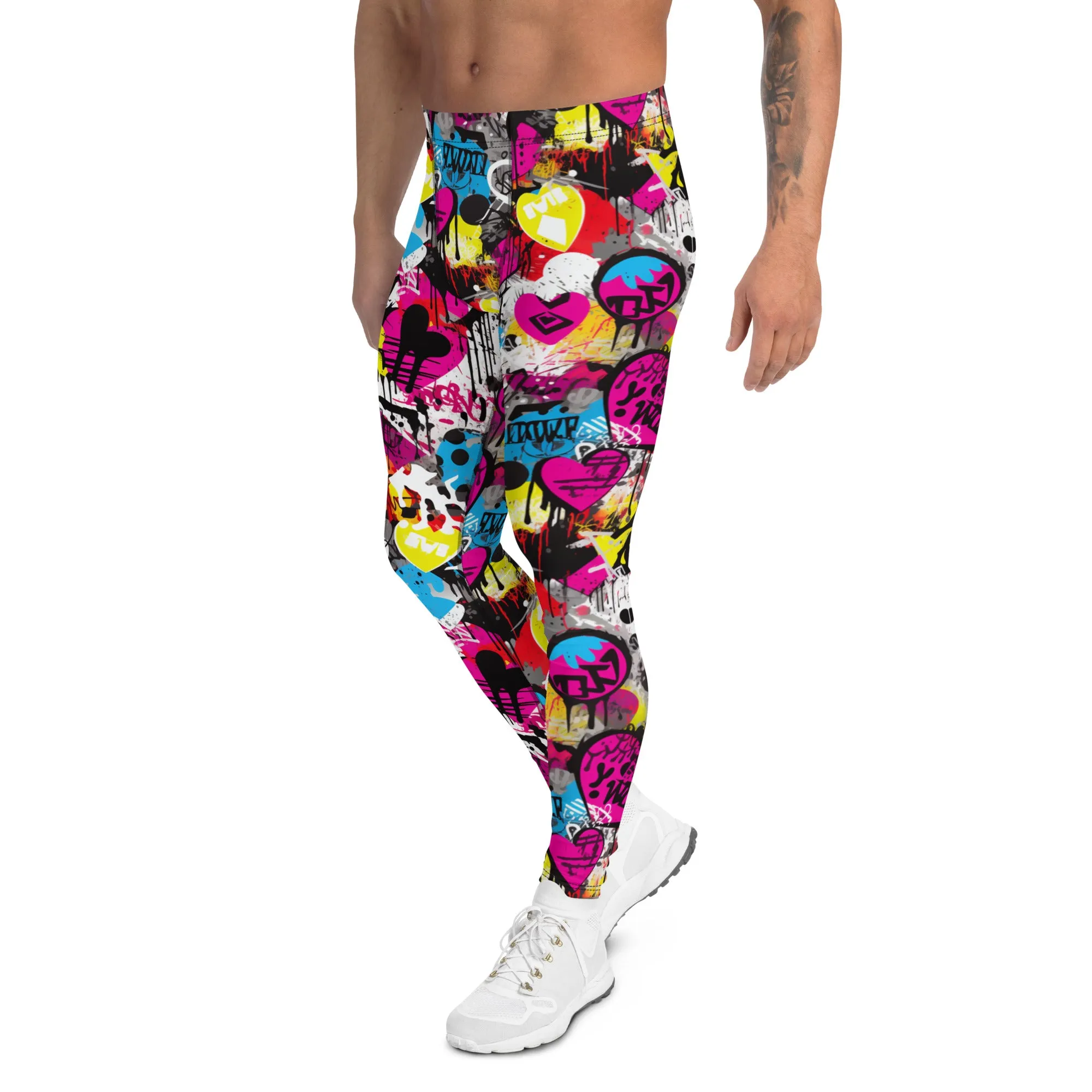 Men's Dance Leggings - Bold Graffiti Print