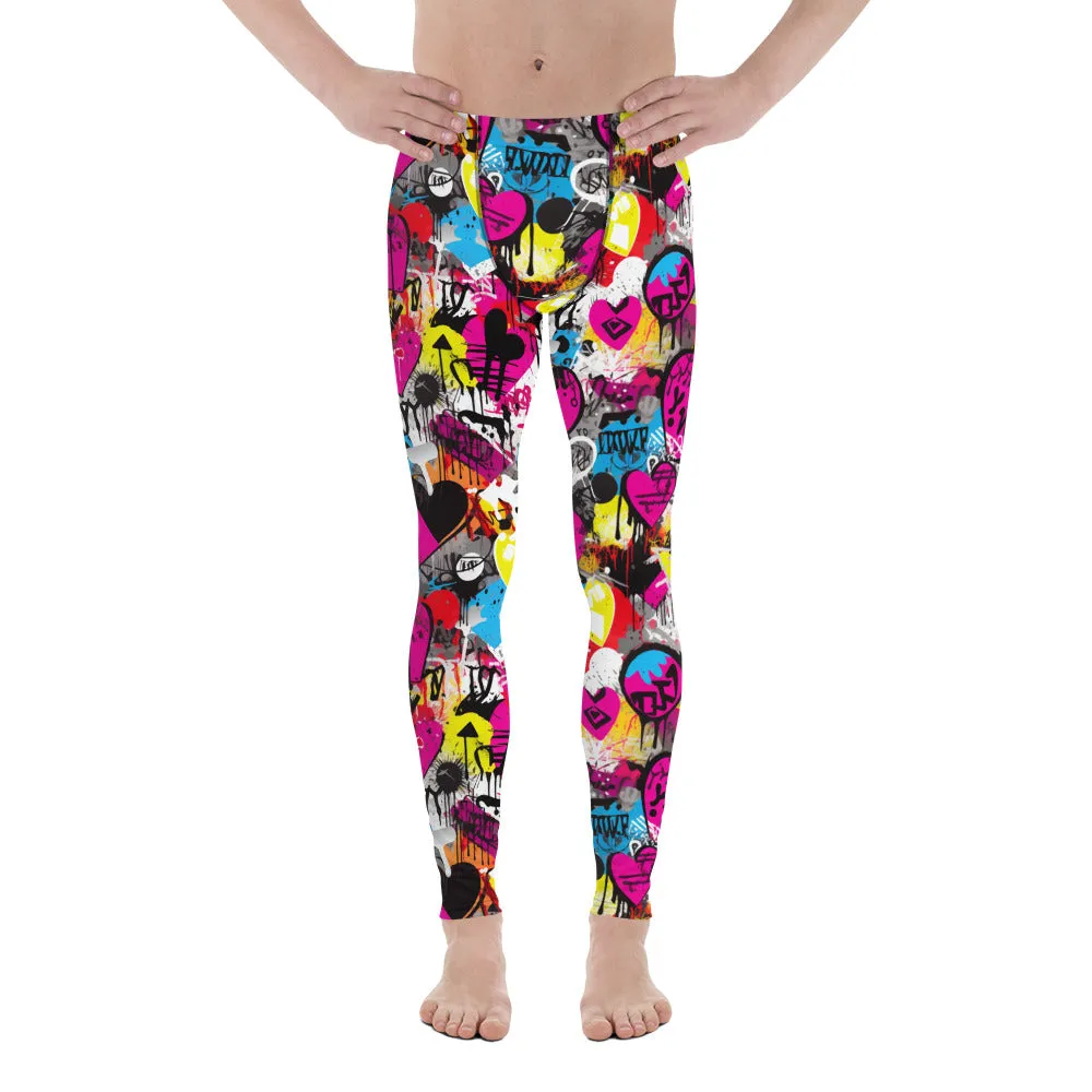 Men's Dance Leggings - Bold Graffiti Print