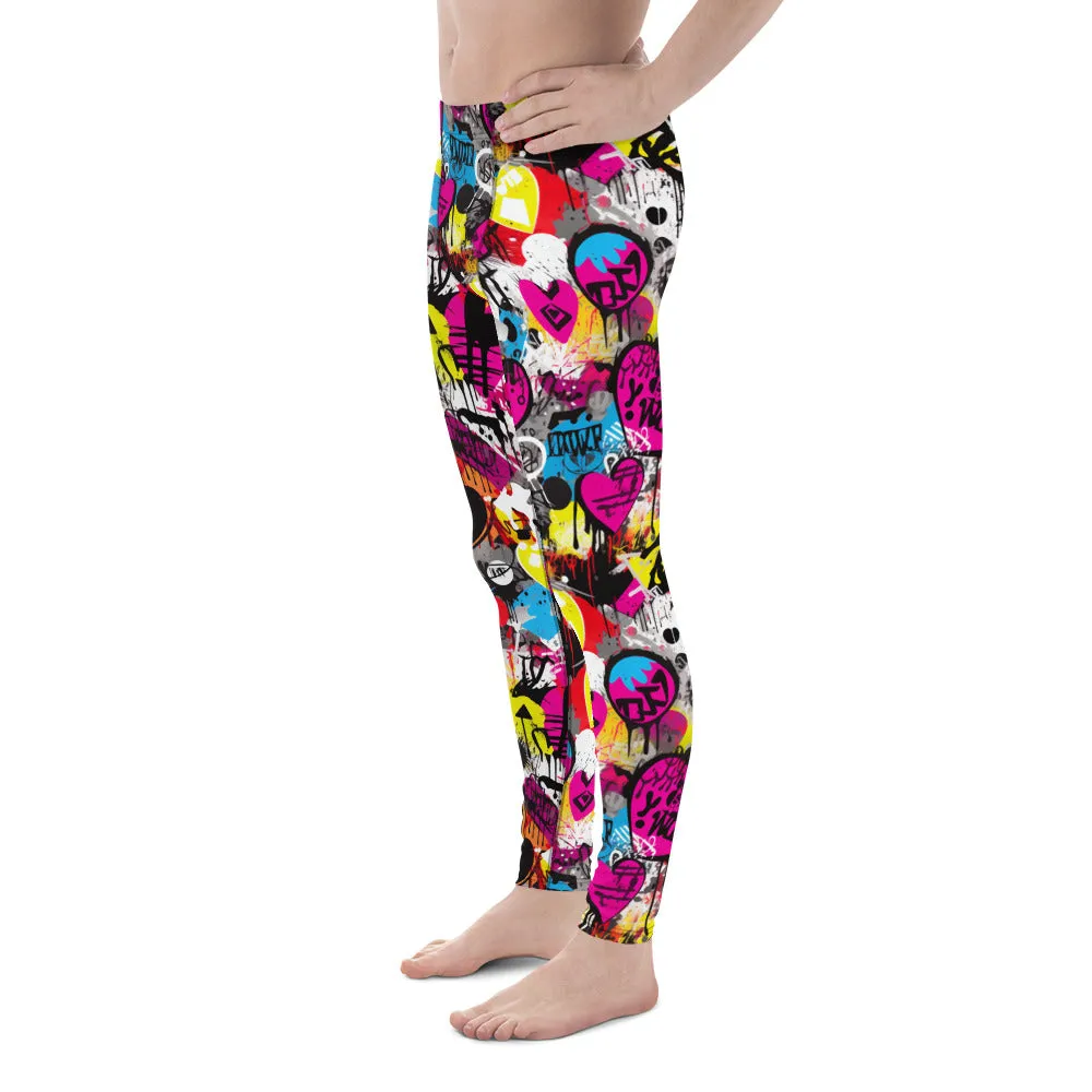 Men's Dance Leggings - Bold Graffiti Print