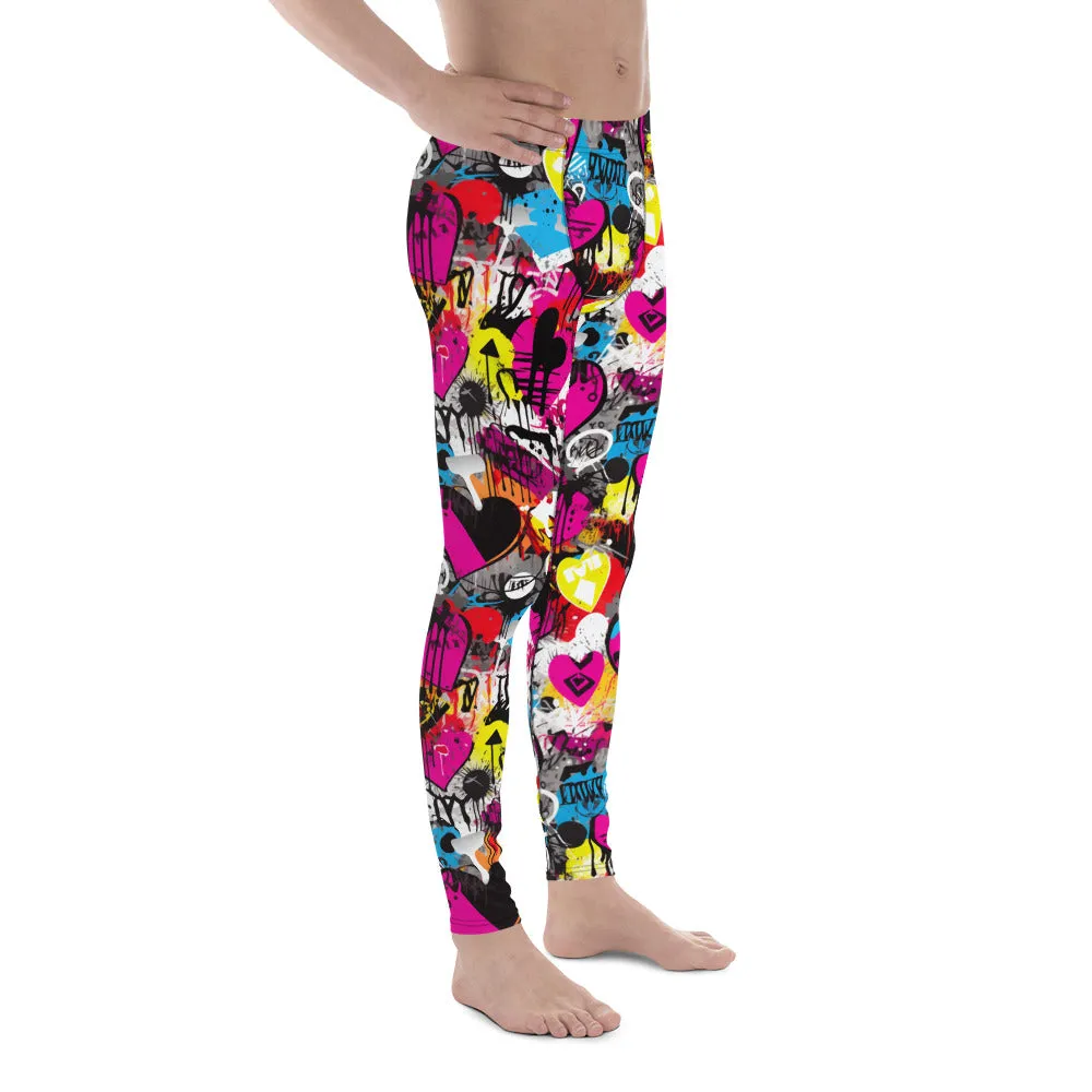 Men's Dance Leggings - Bold Graffiti Print