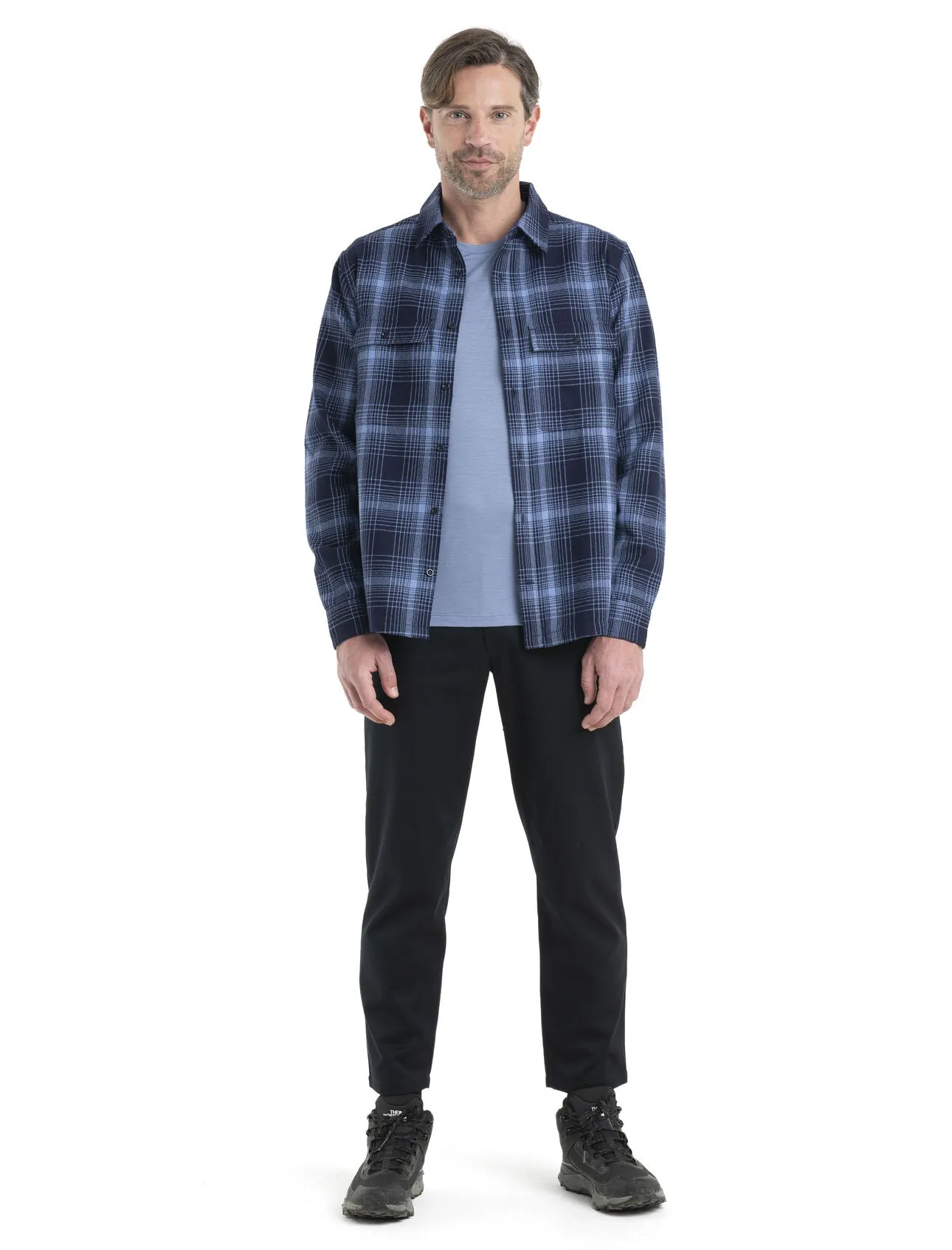 Mens Dawnder LS Flannel Shirt Plaid- Midnight Navy