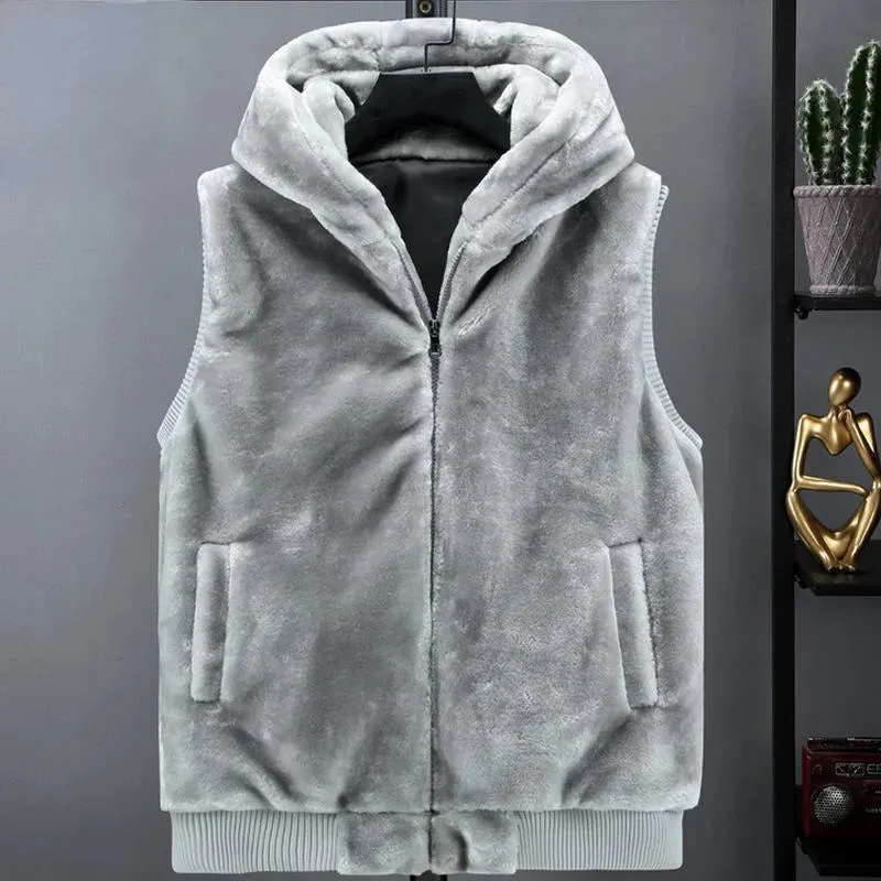 Men's Hooded Faux Fur Vest