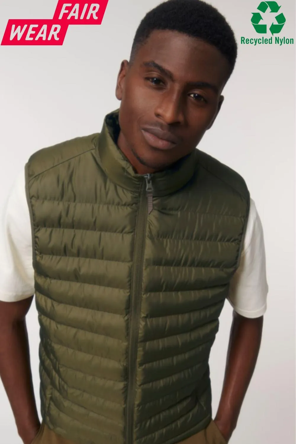 Mens Quilted Bodywarmer Gilet with WHITE embroidered logo