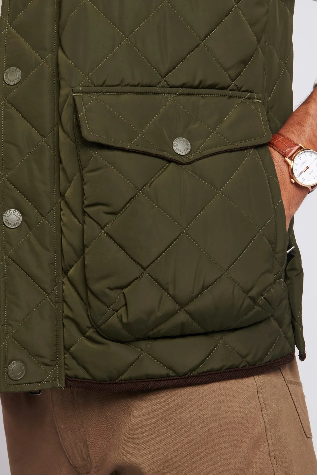 Mens Quilted Hacking Gilet in Forest Night