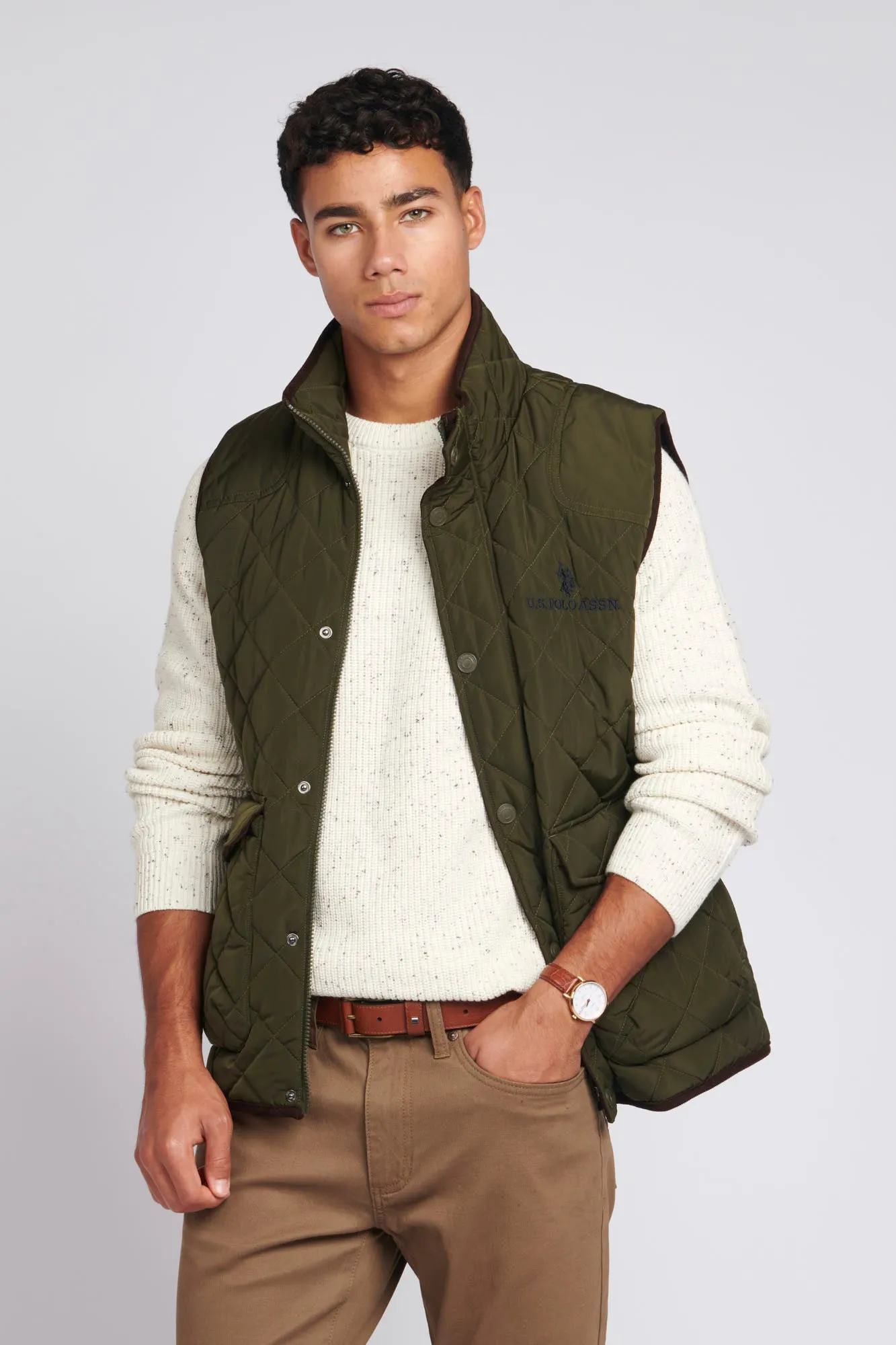 Mens Quilted Hacking Gilet in Forest Night