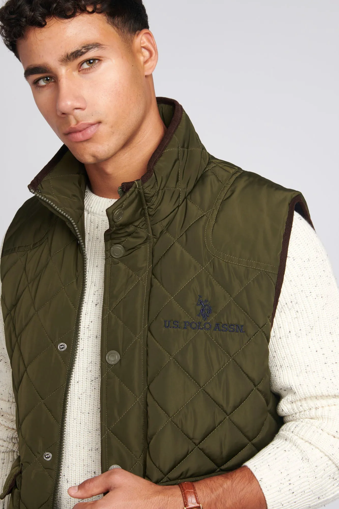 Mens Quilted Hacking Gilet in Forest Night