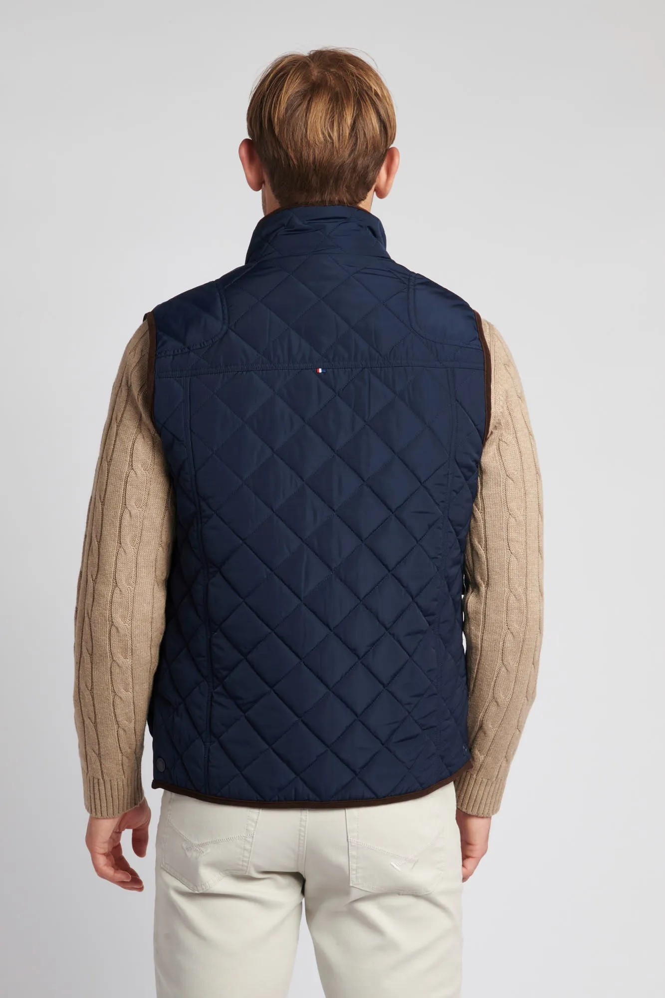 Mens Quilted Hacking Gilet in Navy Blue