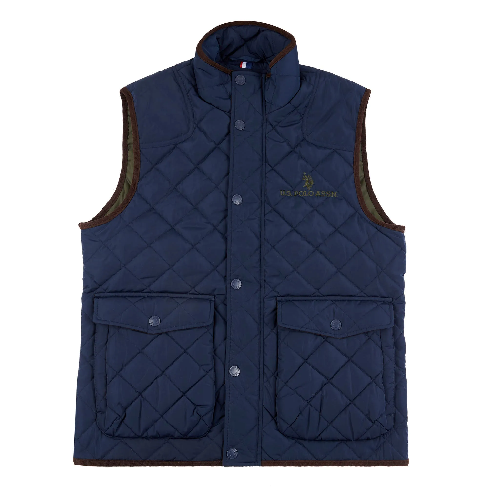 Mens Quilted Hacking Gilet in Navy Blue