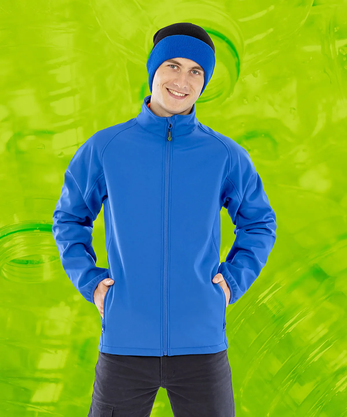 Mens recycled 2-layer printable softshell jacket | Royal