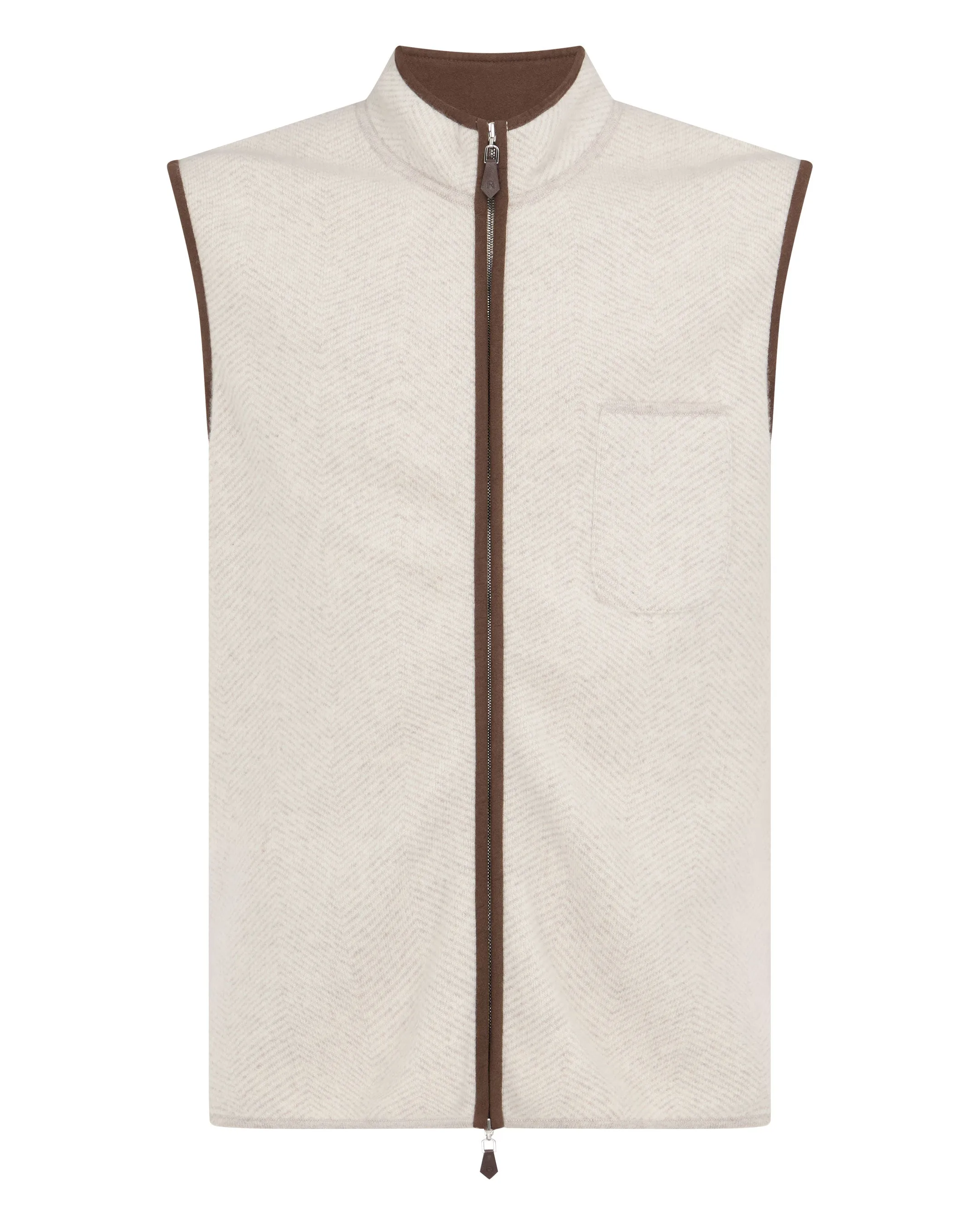 Men's Shaftesbury Suede Trim Cashmere Gilet Sand Brown