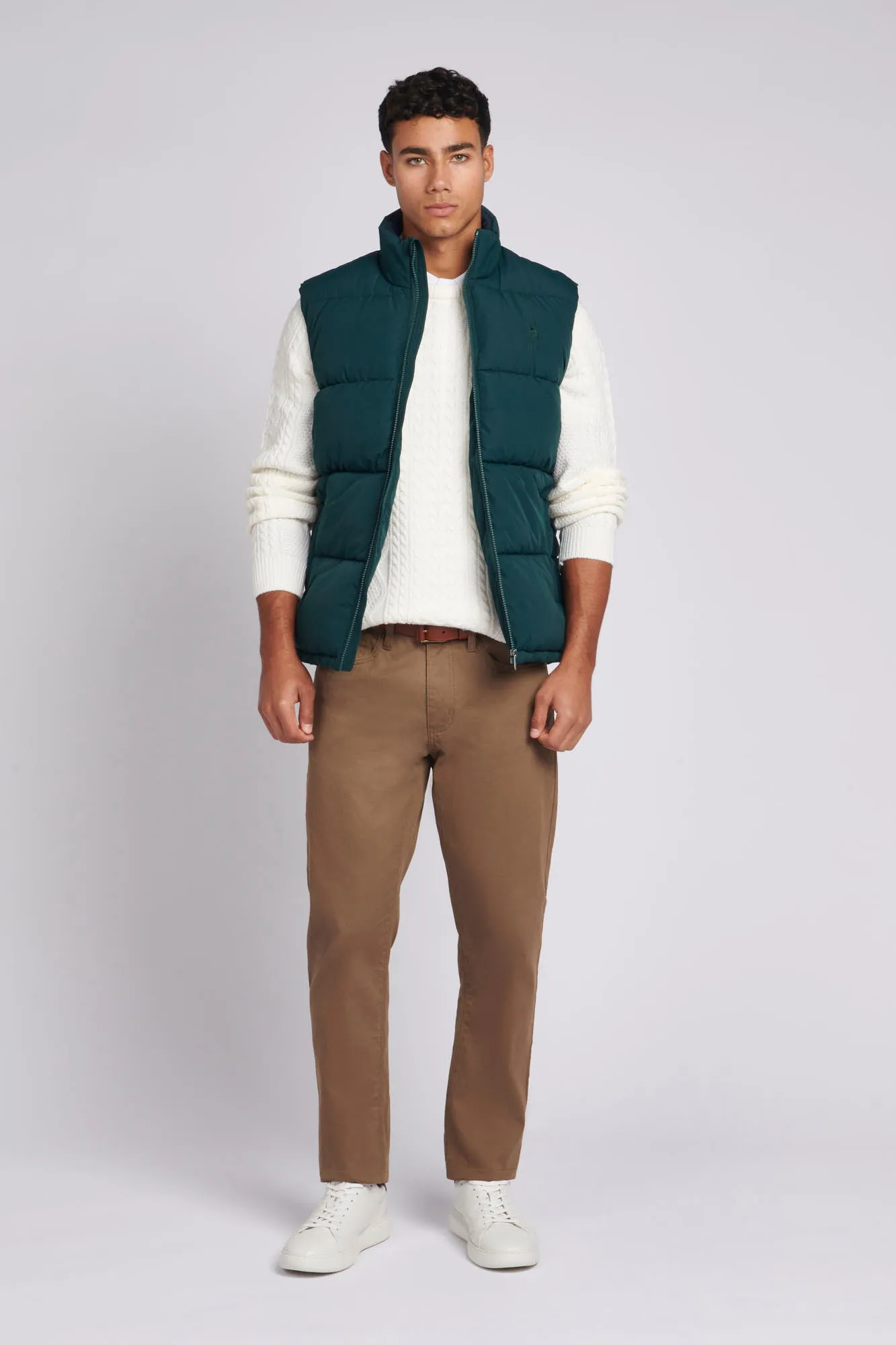 Mens Thick Quilted Gilet in Ponderosa Pine